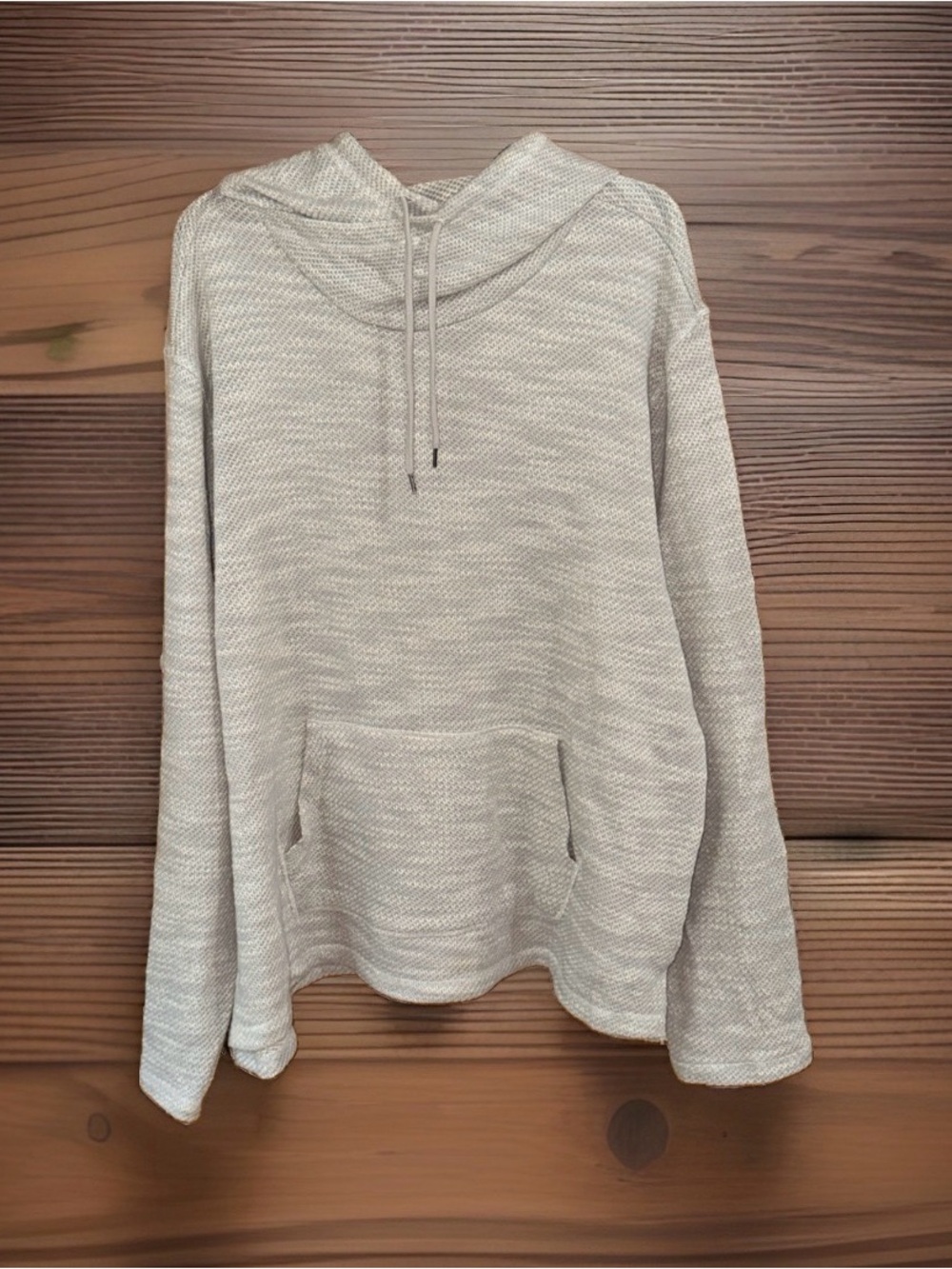 True Craft Men’s Heather Cream & Gray Hooded Knit Sweater-XXL-EC